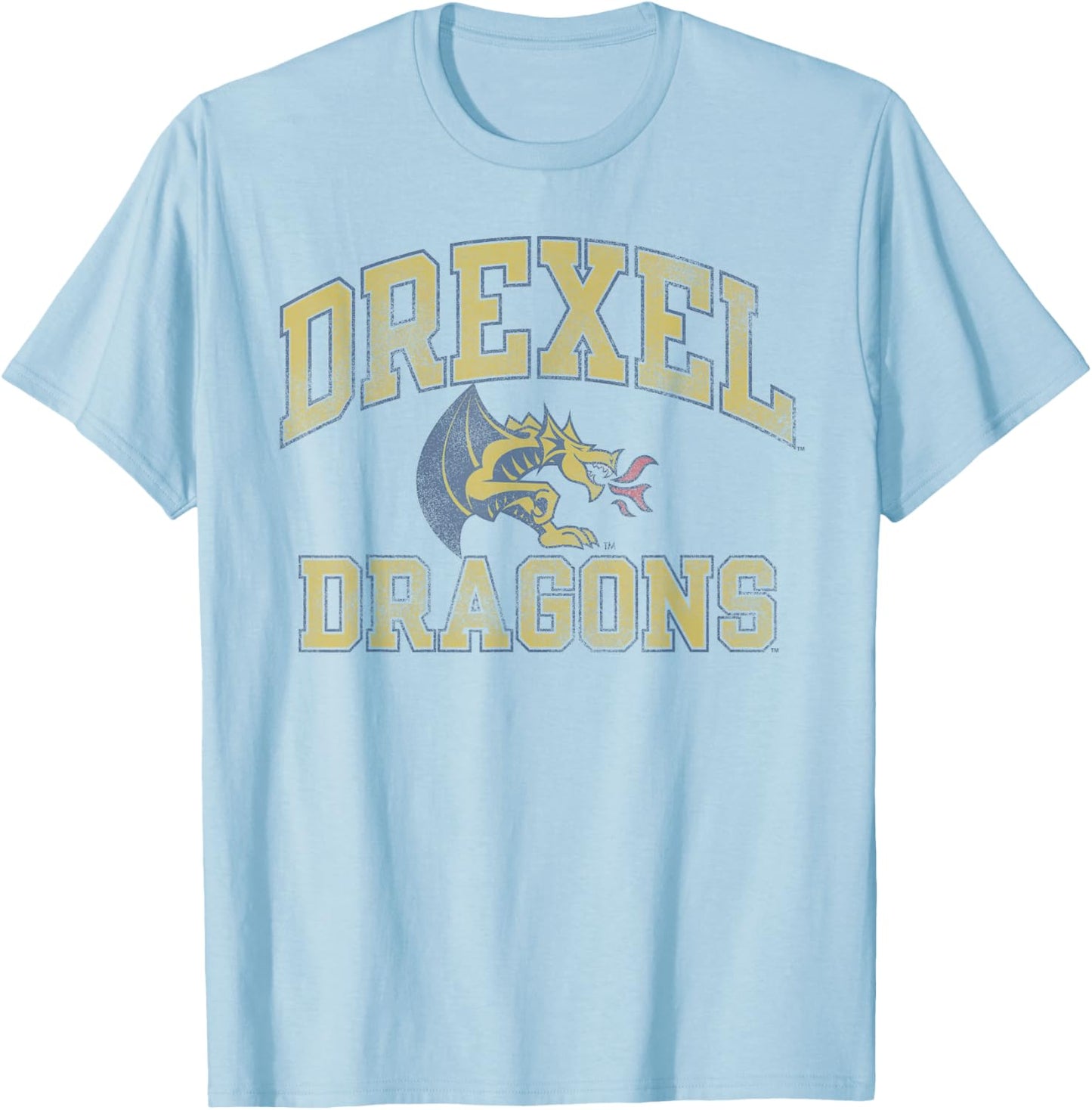 Drexel Dragons Vintage Worn Gray Officially Licensed T-Shirt - T-Shirt | Light Blue