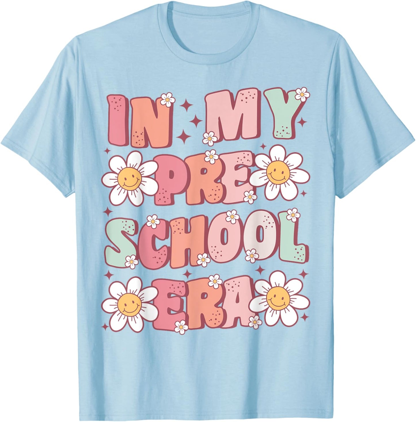 In My Preschool Era Retro Cute Groovy Pre K Back to School T-Shirt - T-Shirt | Light Blue