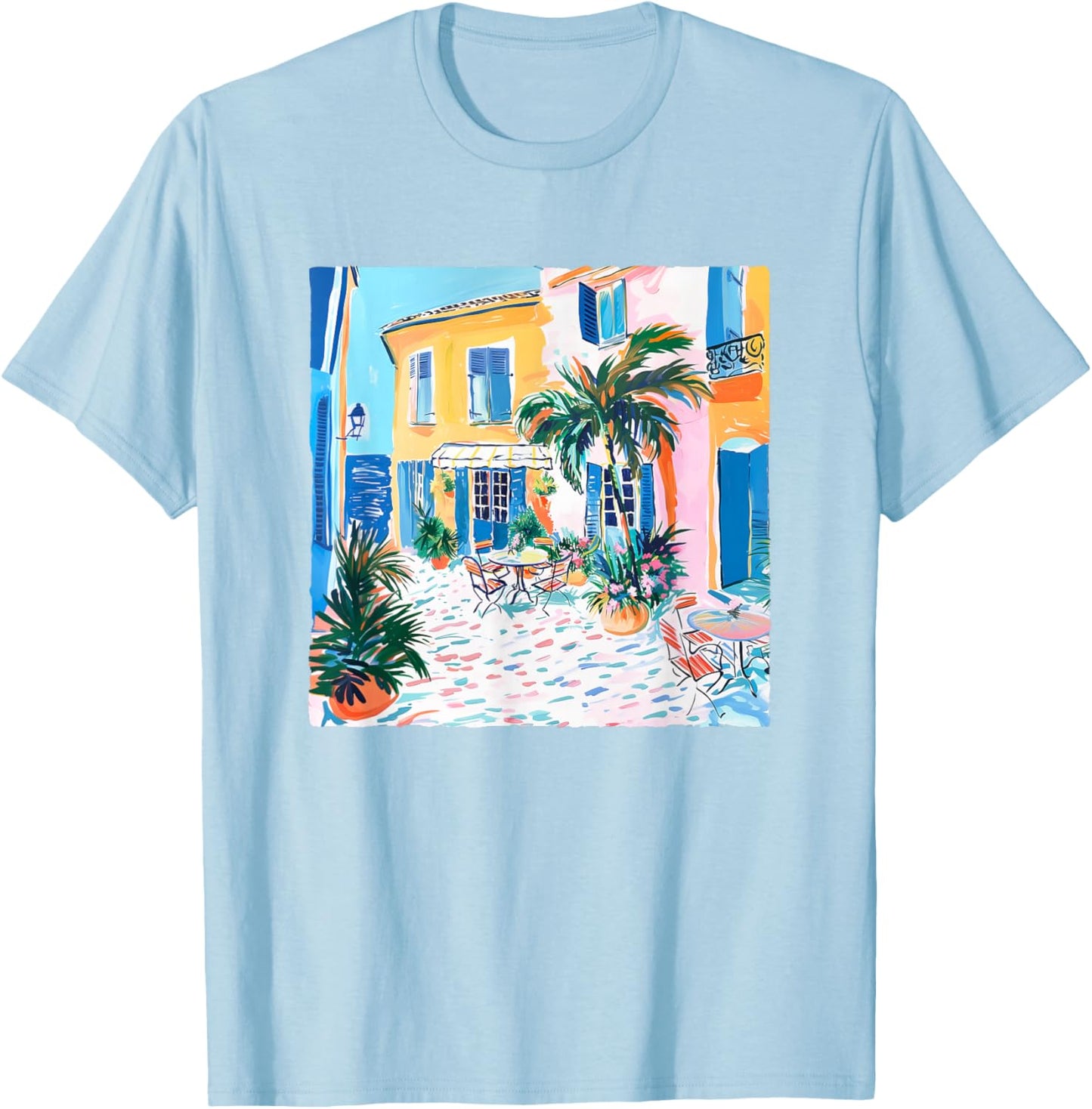 France Travel Côte d'Azur French Riviera Style Souvenir T-Shirt - T-Shirt | Light Blue