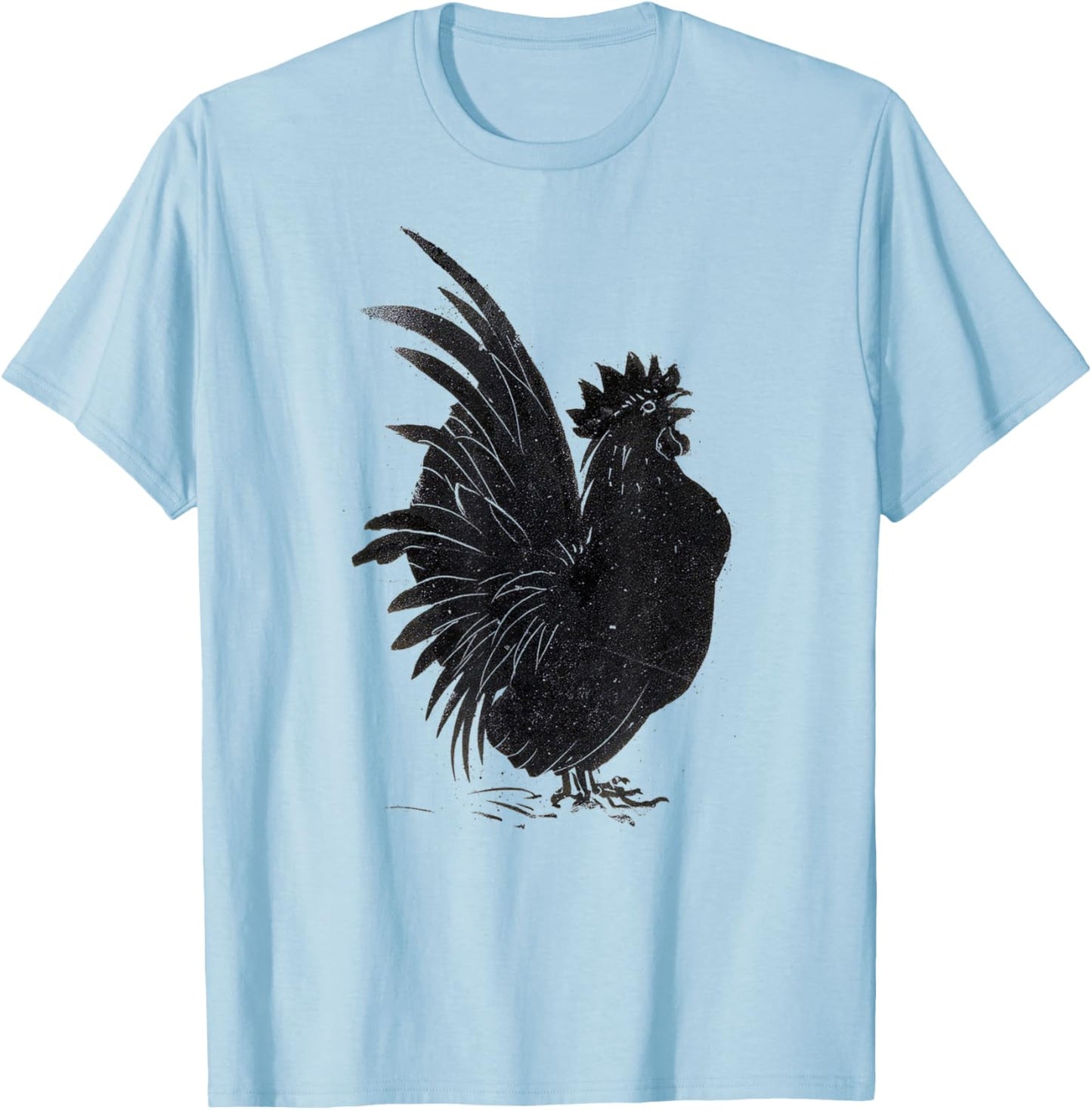 Funny Vintage Black Rooster Cock Chicken T-Shirt - T-Shirt | Light Blue