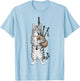 Funny Cat Playing Bagpipes Men Women Kids Boys Bagpipe T-Shirt - T-Shirt | Light Blue
