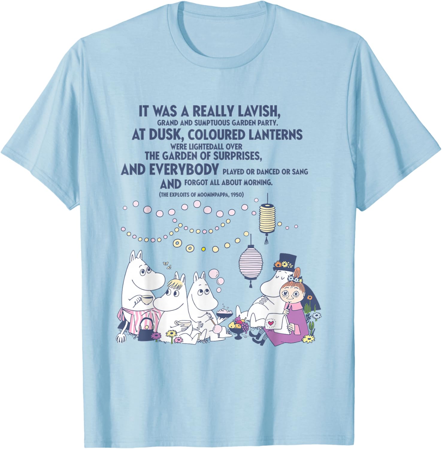 Moomin Really Lavish The Exploits of Moominpappa Quote T-Shirt - T-Shirt | Light Blue