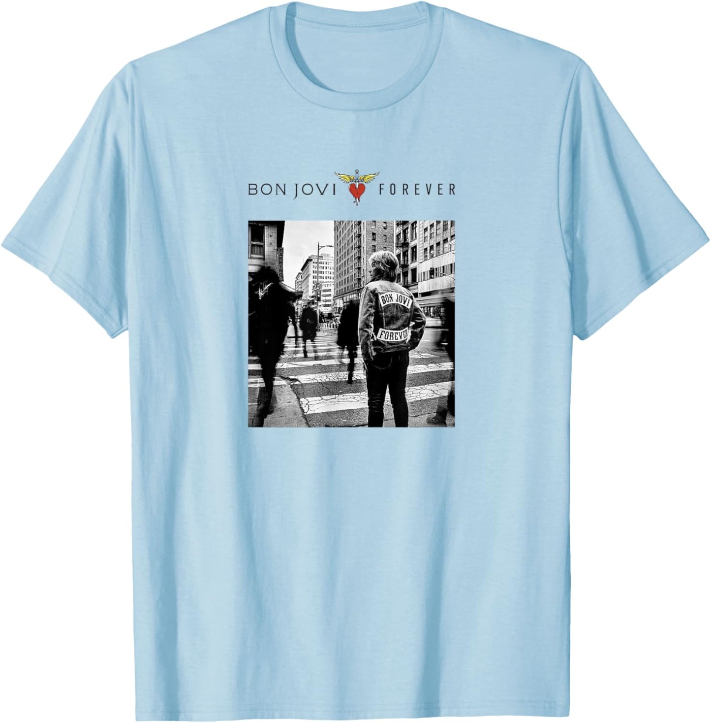 Official Bon Jovi Forever Cover White T-Shirt - T-Shirt | Light Blue