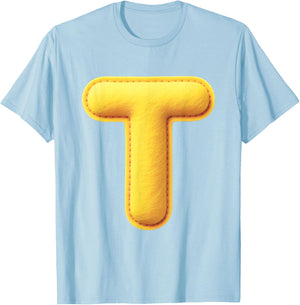 Letter T Funny Chipmunk Group Matching Thanksgiving Costume T-Shirt - T-Shirt | Light Blue