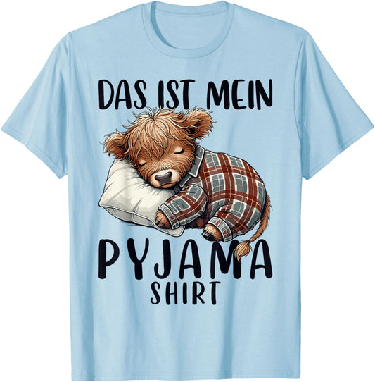 Sleep Shirt Highland Cow Highland Cow Sleep Pyjama T-Shirt - T-Shirt | Light Blue