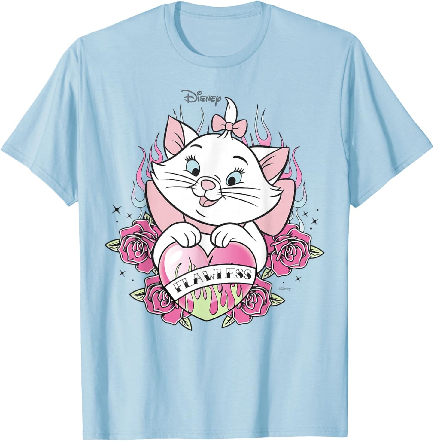Disney The Aristocats Marie Flawless Rose Tattoo Art T-Shirt - T-Shirt | Light Blue
