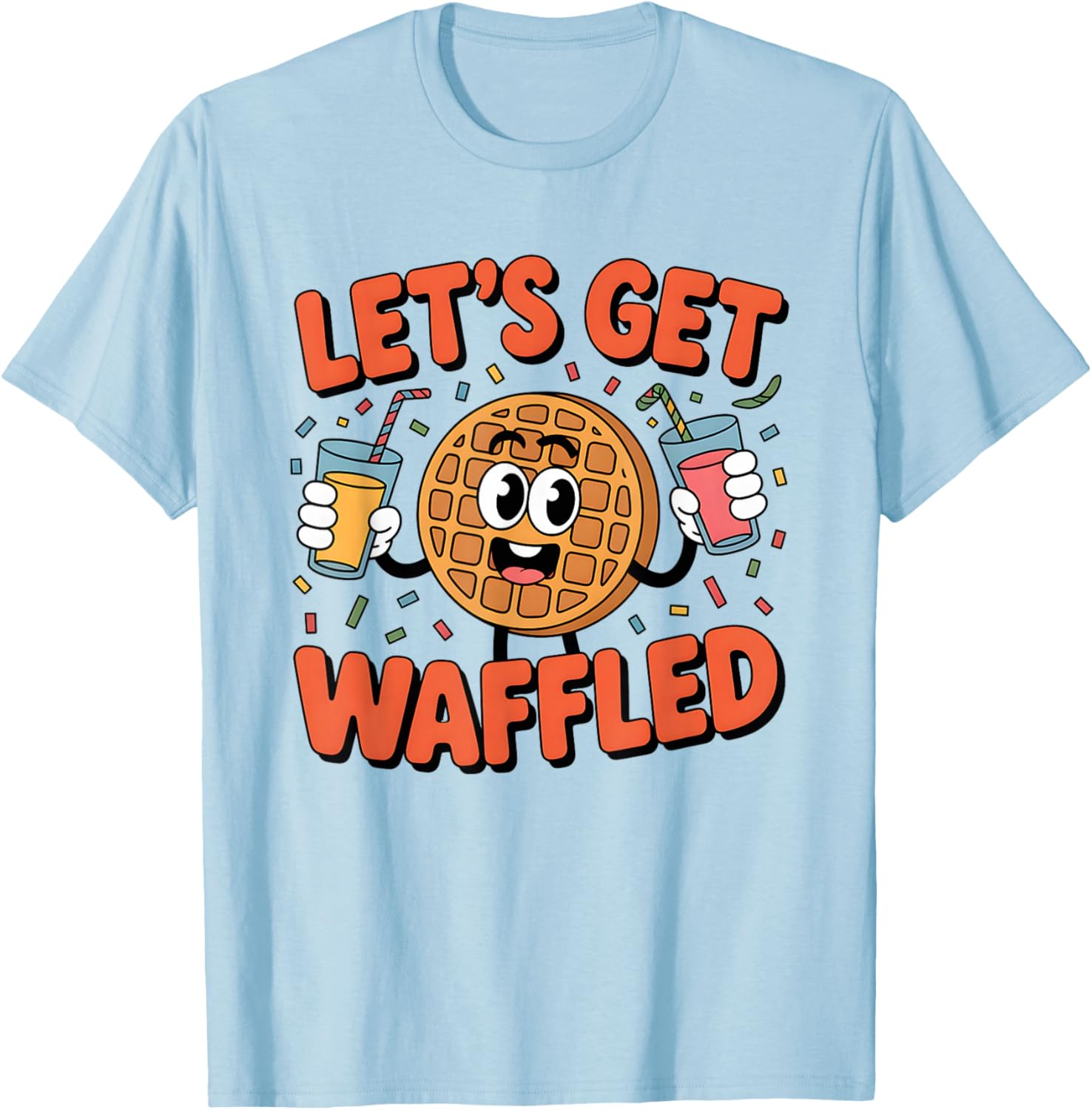 Lets Get Waffled Funny Breakfast Brunch Humor T-Shirt - T-Shirt | Light Blue
