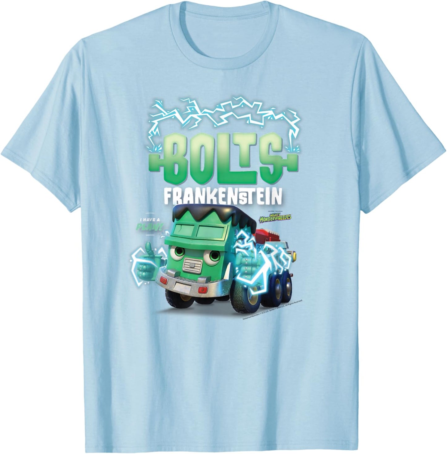 DreamWorks Mighty MonsterWheelies Bolts Frankenstein T-Shirt - T-Shirt | Light Blue