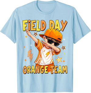 Field Day Orange Team Dabbing Boys Kids Games Field Trip Fun T-Shirt - T-Shirt | Light Blue