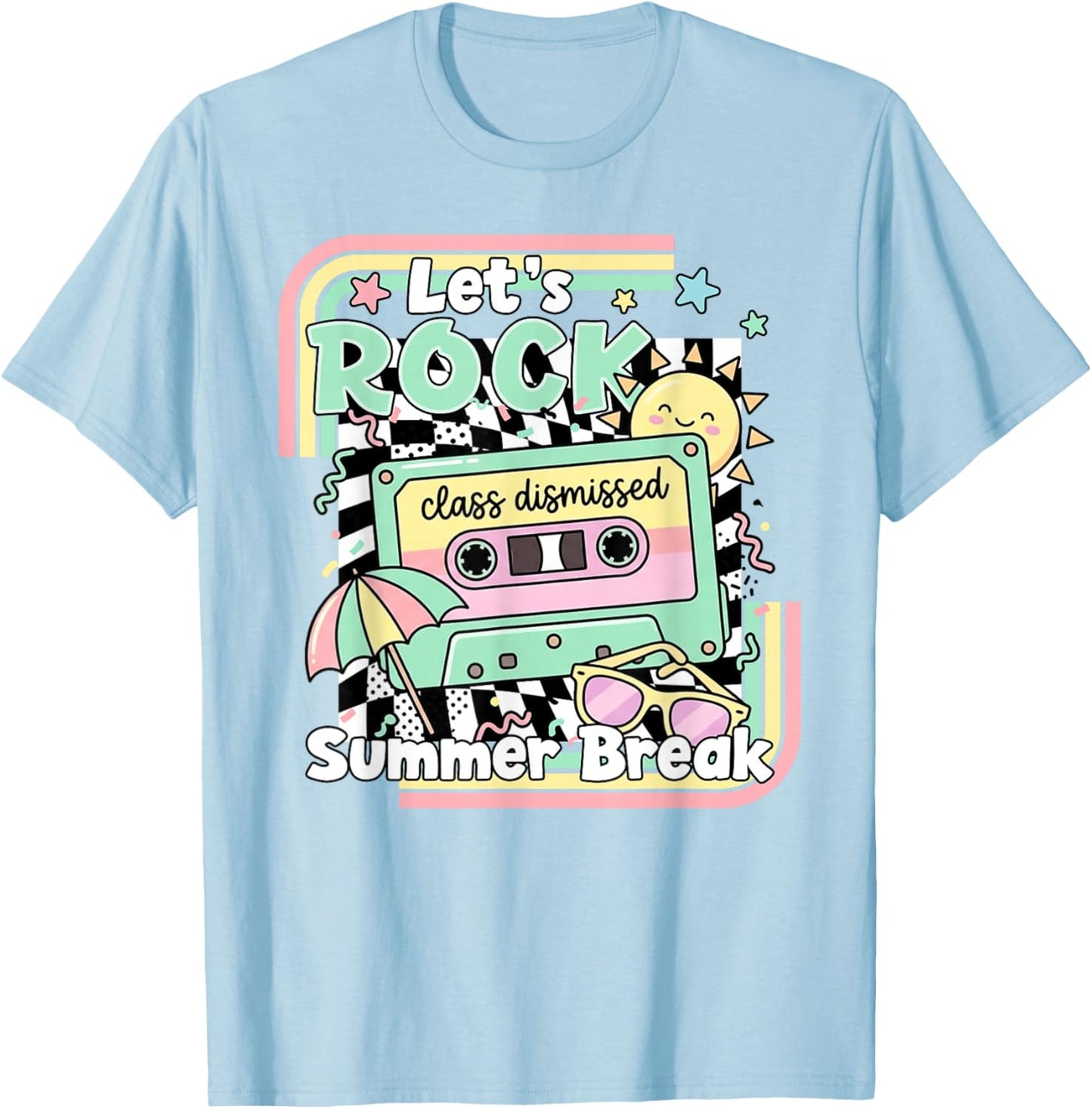 Let's Rock Summer Break Class Dismissed Retro Cassette T-Shirt - T-Shirt | Light Blue