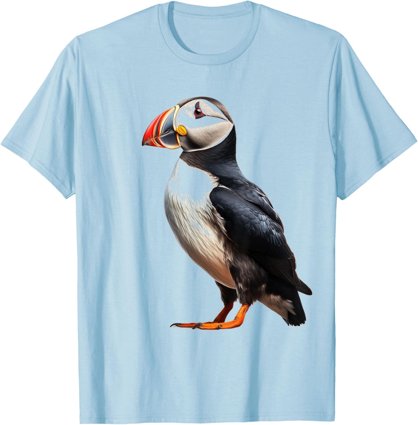 Puffin Animal Nature Motif Drawing Portrait Puffin T-Shirt - T-Shirt | Light Blue