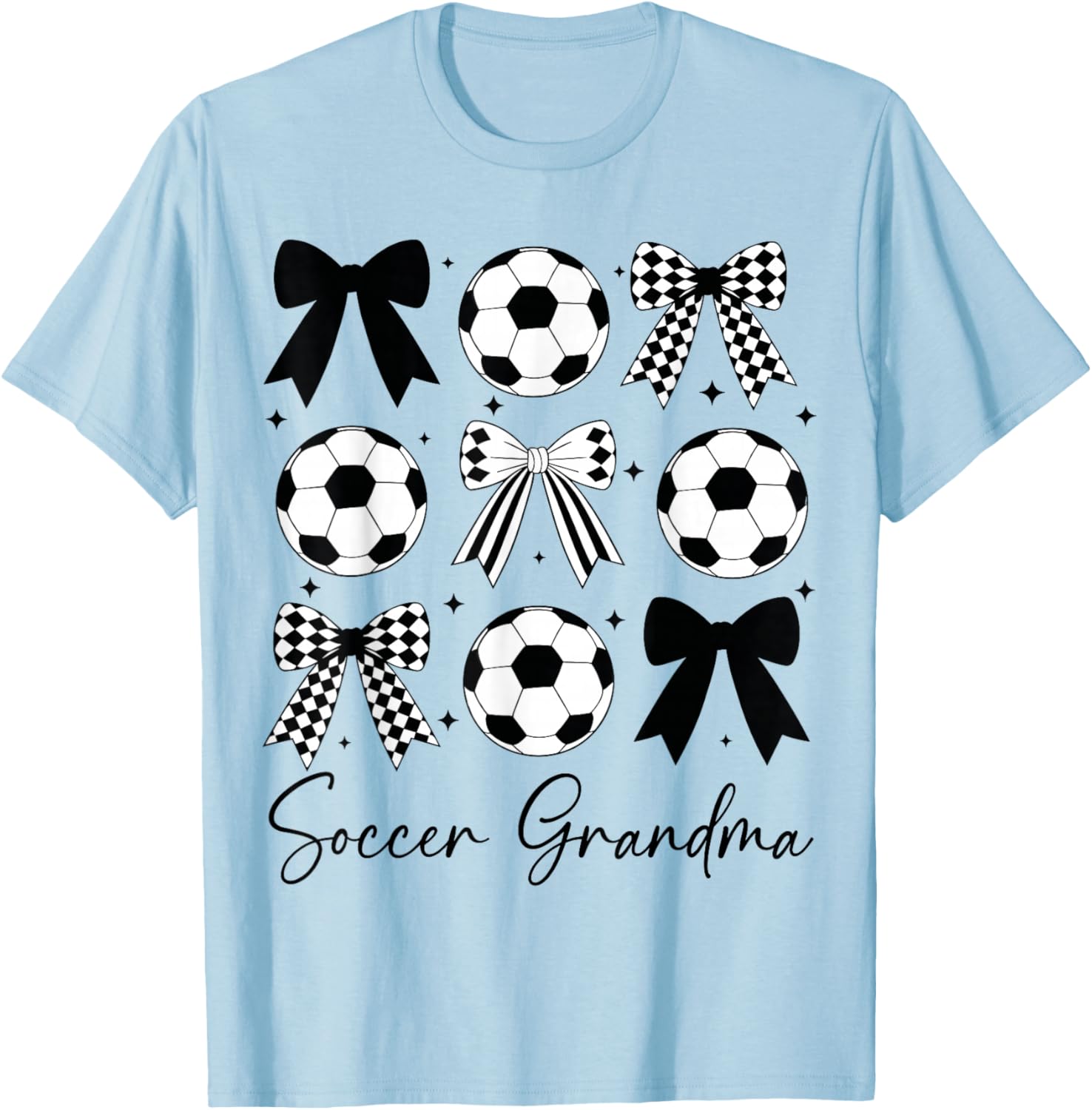 Soccer Grandma Funny Coquette Bow Soccer Grandma T-Shirt - T-Shirt | Light Blue