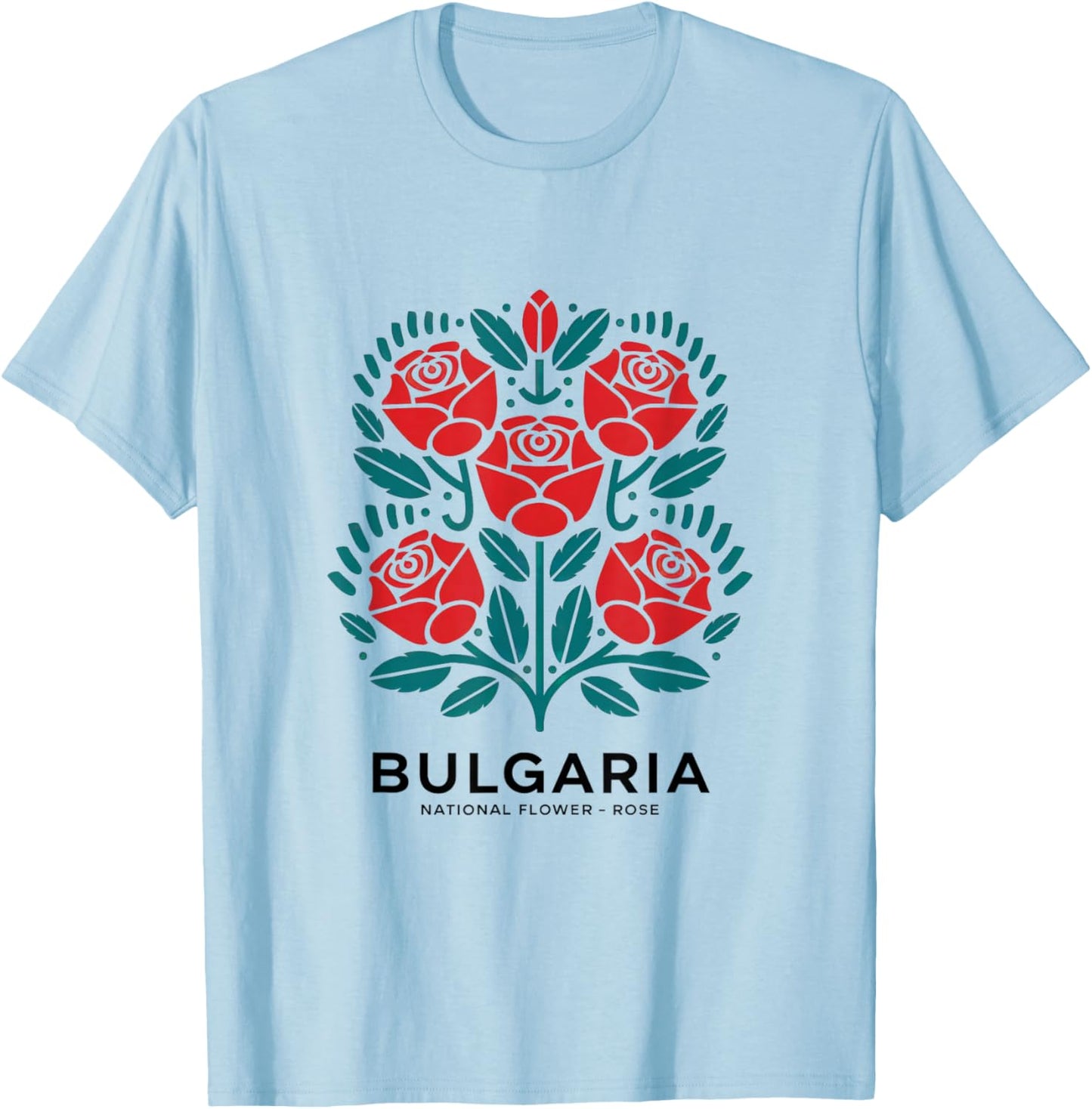 Bulgarian Pink Pattern National Flower Bulgaria Gifts T-Shirt - T-Shirt | Light Blue