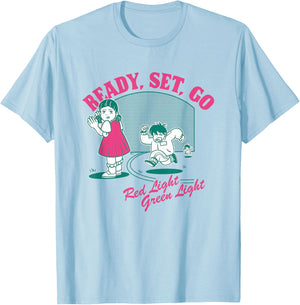 Squid Game 2 Ready Set Go Red Light Green Light T-Shirt - T-Shirt | Light Blue