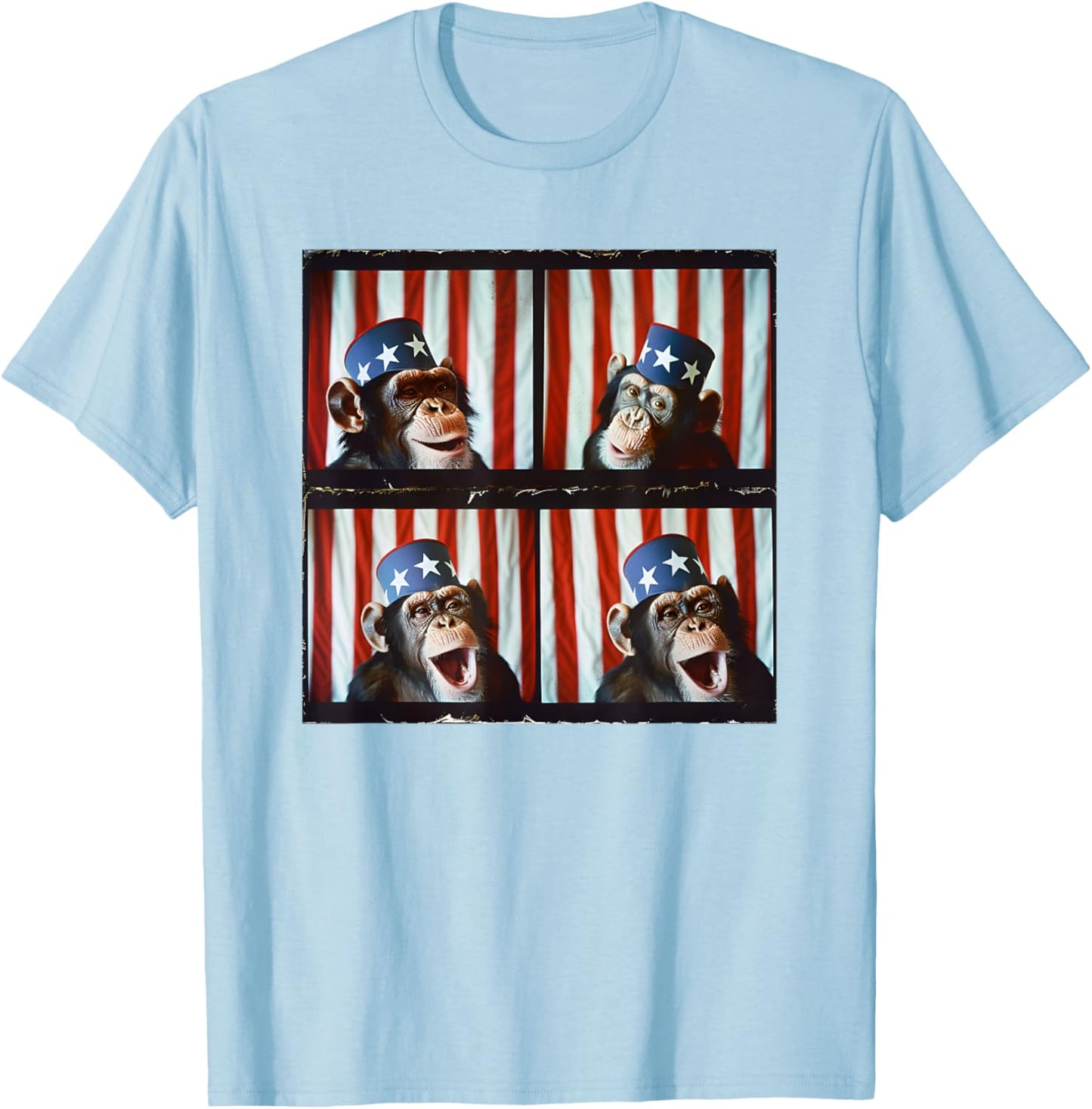 Monkey Patriotic Animal American Flag 4th Of July Monkey Kids Men T-Shirt - T-Shirt | Light Blue