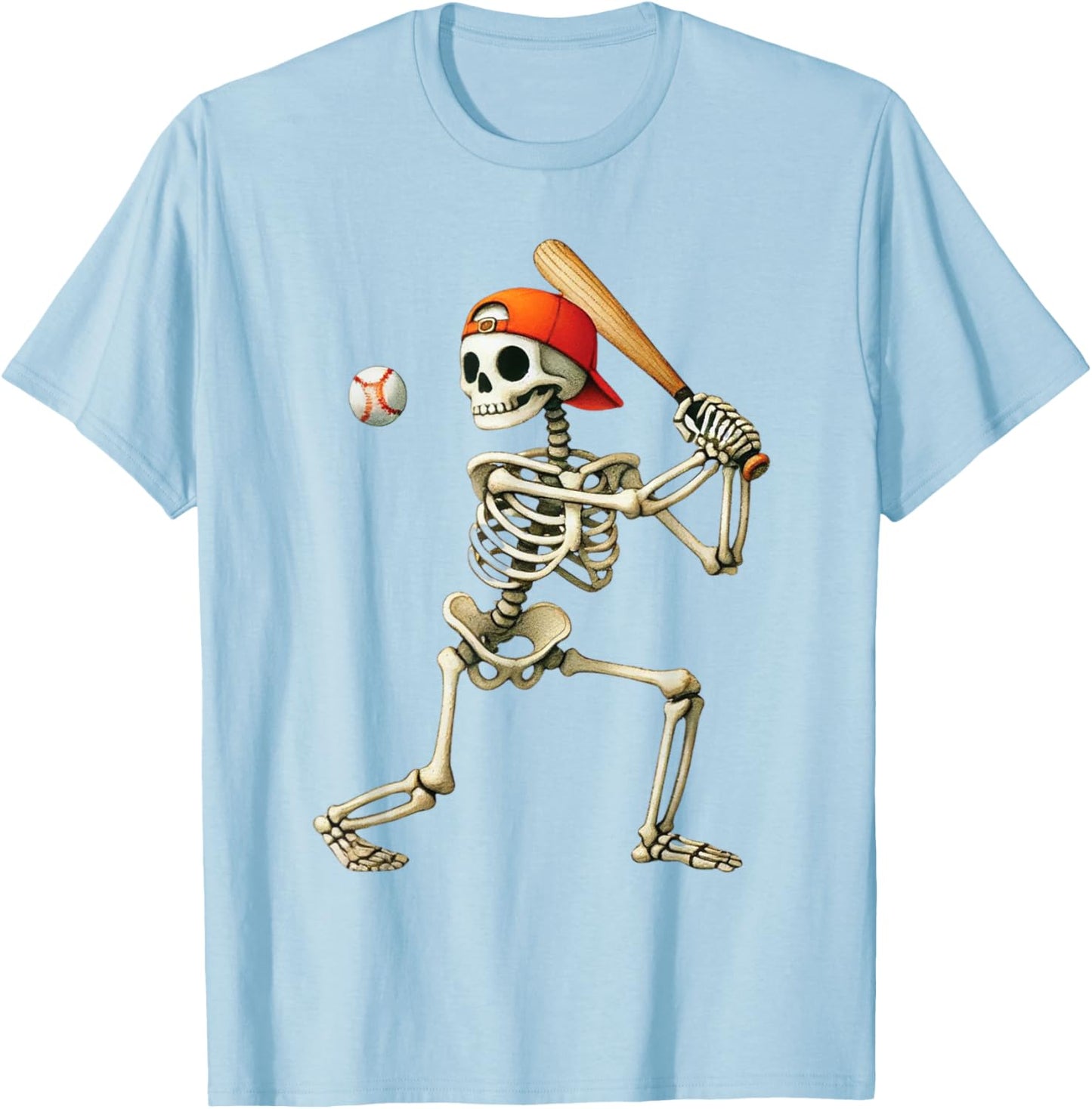 Skeleton Baseball Halloween Costume Funny Men Boys Kids T-Shirt - T-Shirt | Light Blue