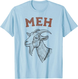 Meh Funny Sarcastic Goat Lover Animal Vintage Graphic T-Shirt - T-Shirt | Light Blue