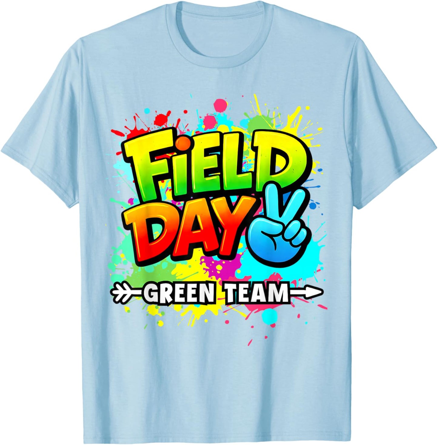Field Day Green Team 2026 Funny Teacher Kids Field Day Games T-Shirt - T-Shirt | Light Blue