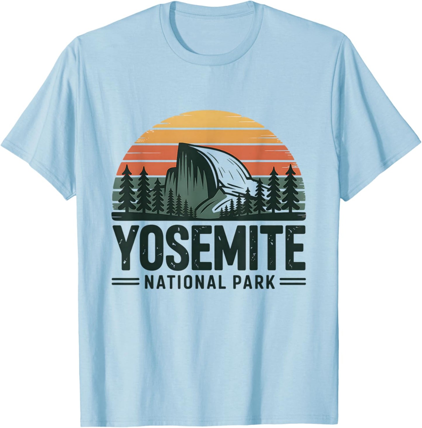 Yosemite National Park Half Dome Retro Sunset T-Shirt - T-Shirt | Light Blue