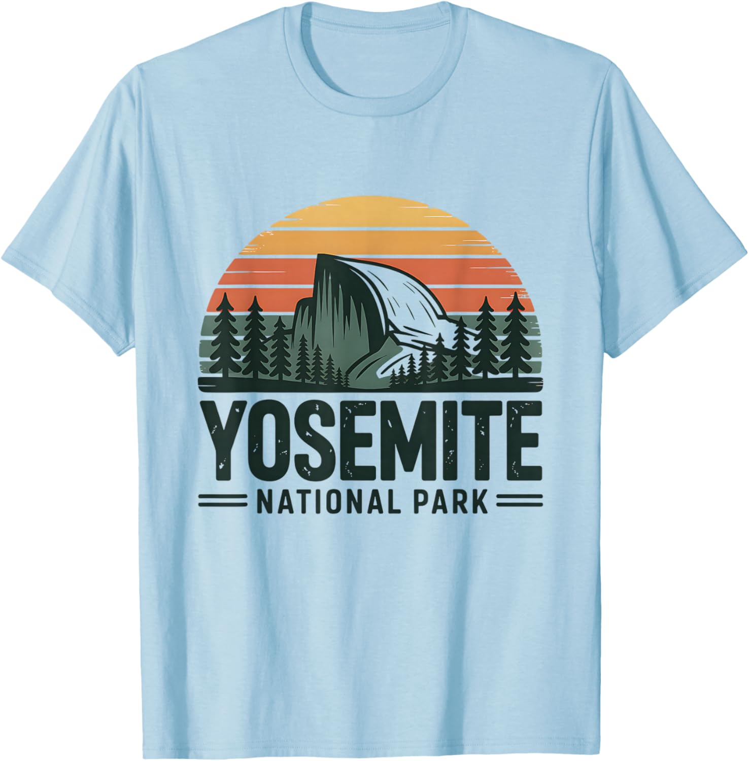 Yosemite National Park Half Dome Retro Sunset T-Shirt - T-Shirt | Light Blue