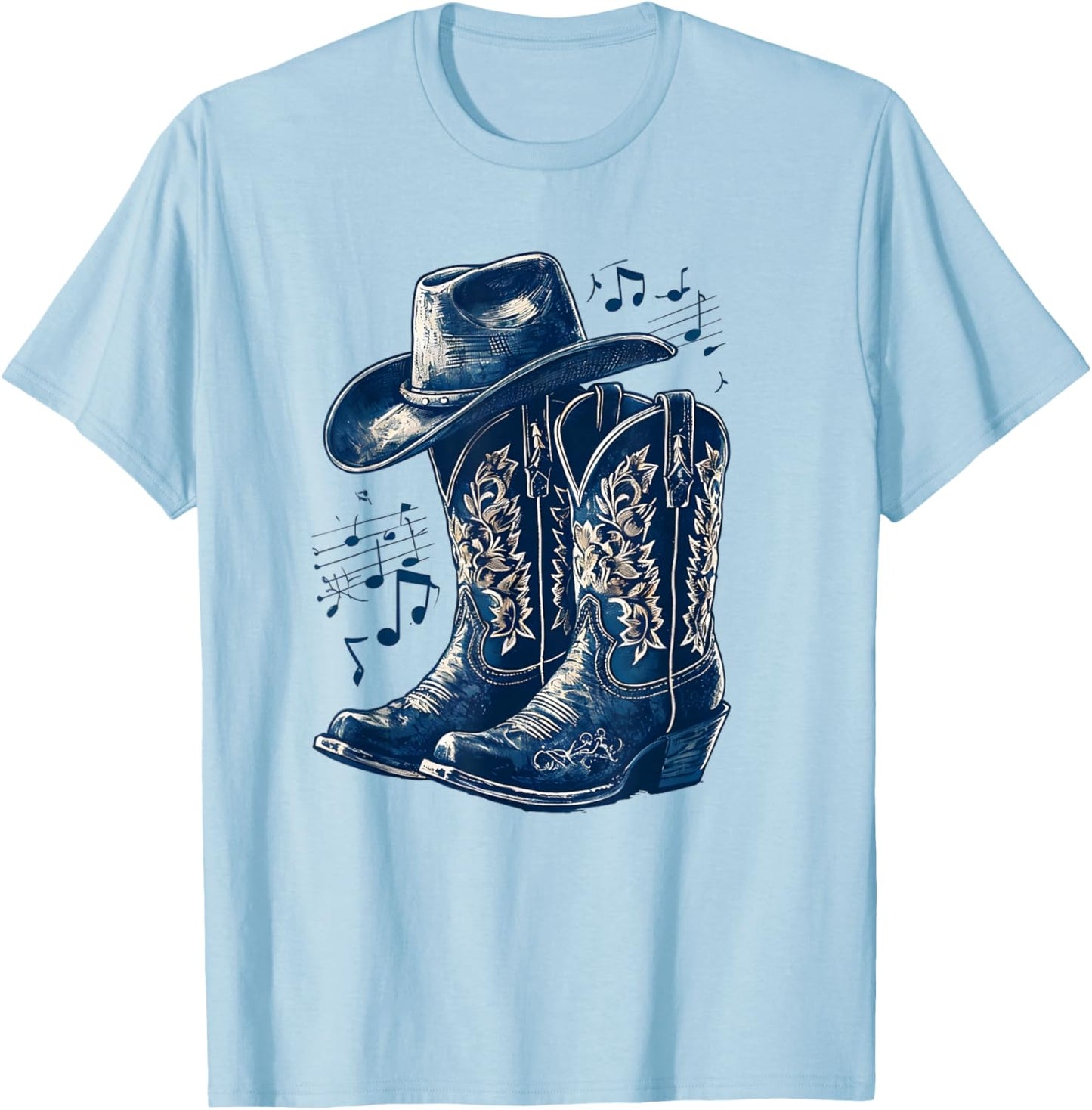 Cowgirl Boot Line Dance Nashville Country Music Concert T-Shirt - T-Shirt | Light Blue