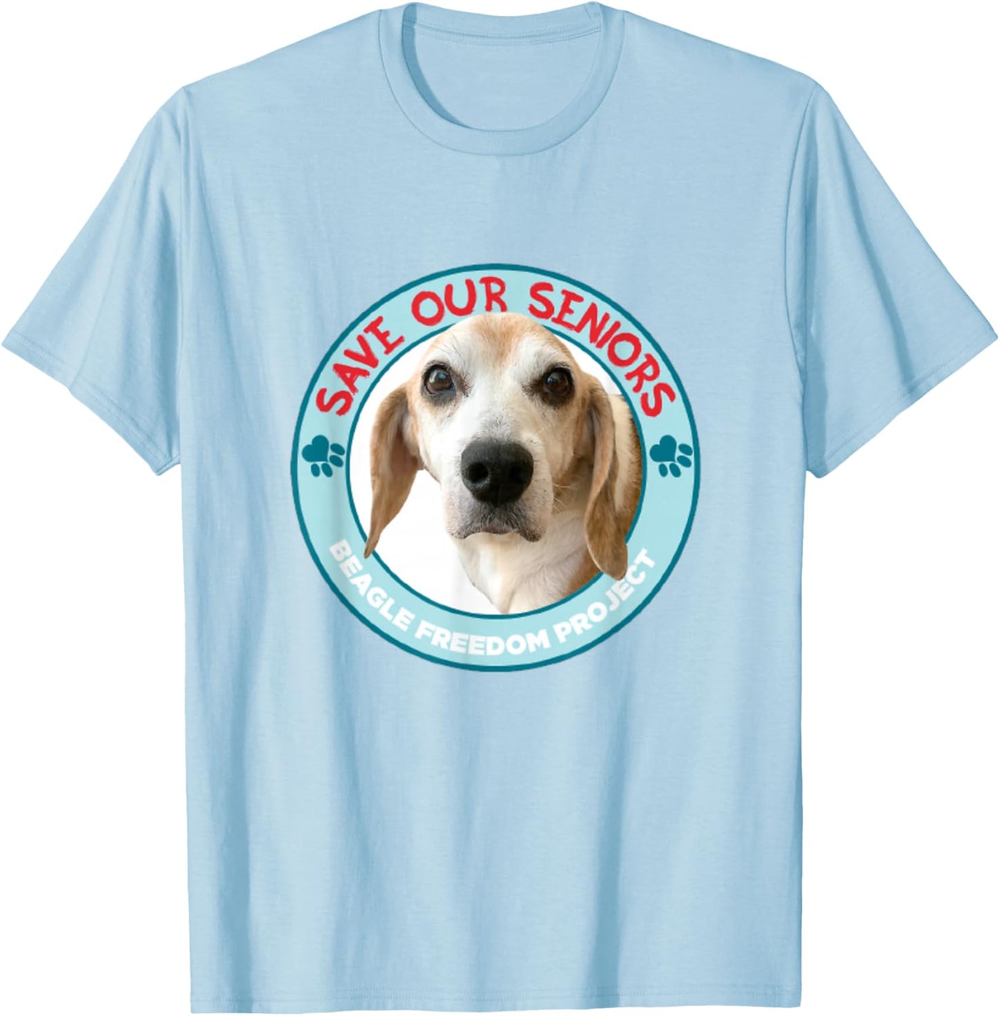 Beagle Freedom Project- Rescue Dogs- Save Our Seniors T-Shirt - T-Shirt | Light Blue