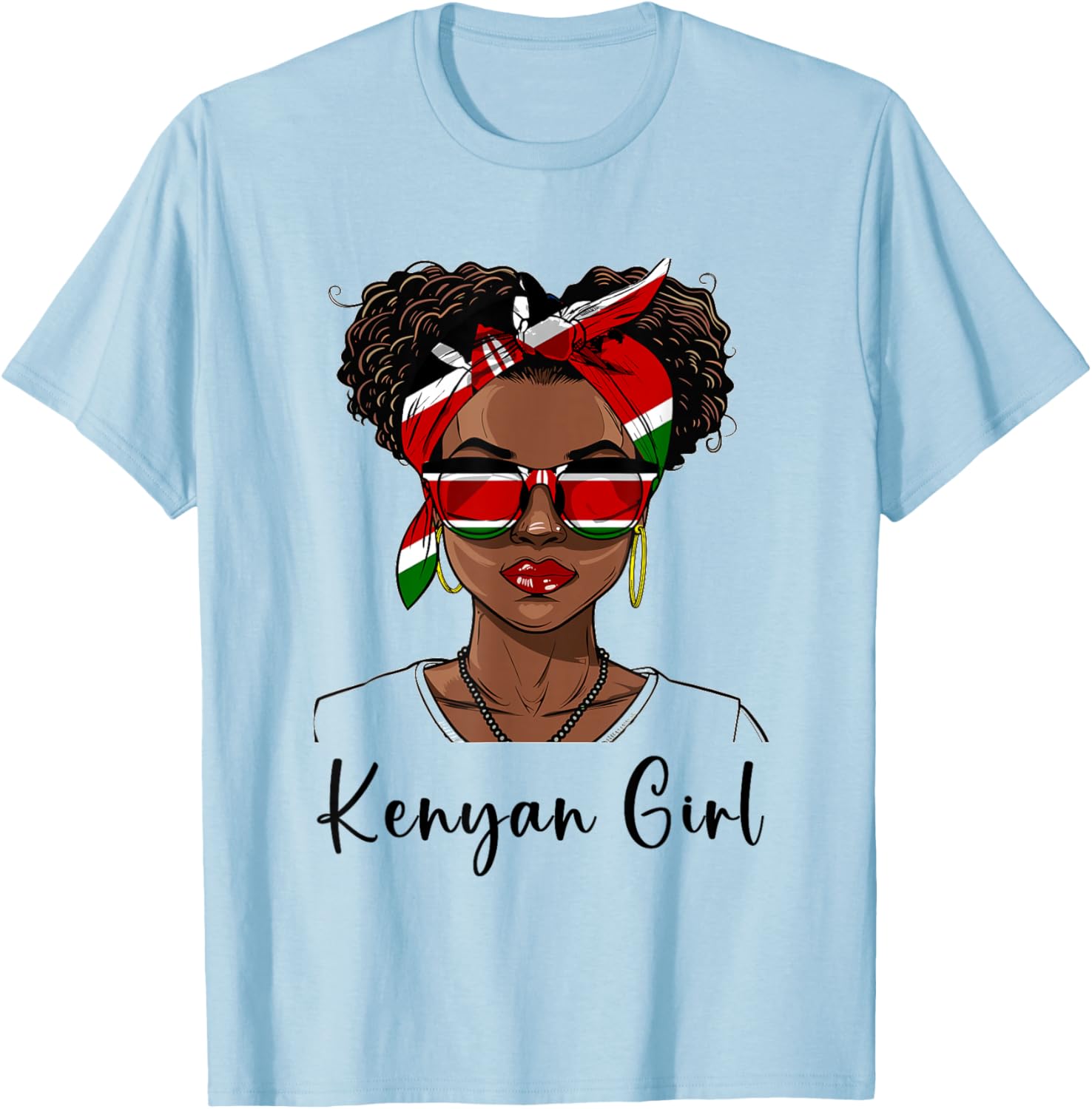 Kenya Flag Outfit for Woman Girl Souvenirs Keynan T-Shirt - T-Shirt | Light Blue