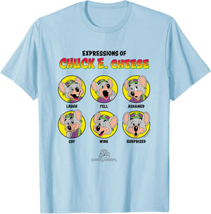 Chuck E. Cheese Expressions Of Chuck Big Chest Panels T-Shirt - T-Shirt | Light Blue