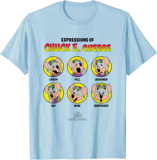 Chuck E. Cheese Expressions Of Chuck Big Chest Panels T-Shirt - T-Shirt | Light Blue