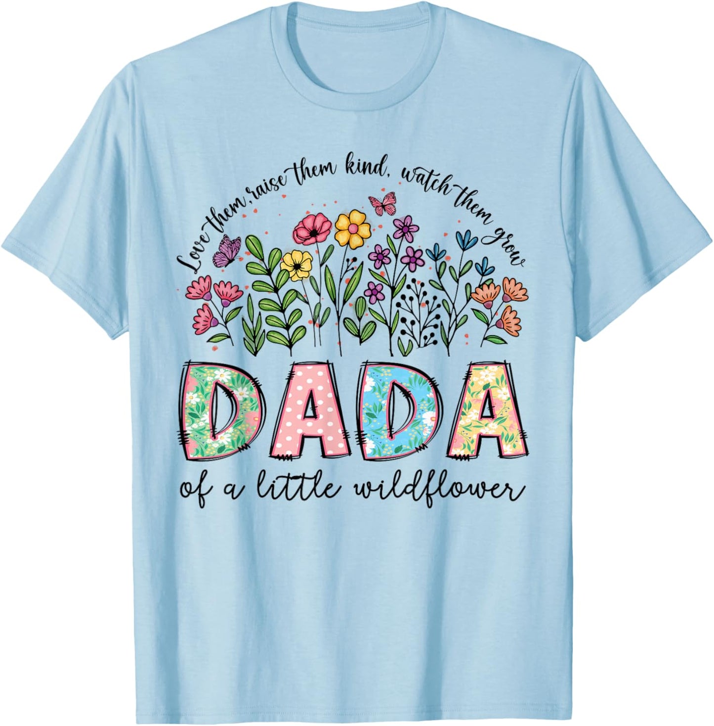 Dada of The Little Wildflower Birthday Girl Floral T-Shirt - T-Shirt | Light Blue