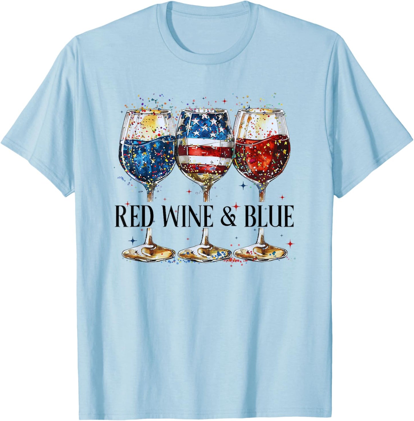 Red Wine and Blue T-Shirt - T-Shirt | Light Blue