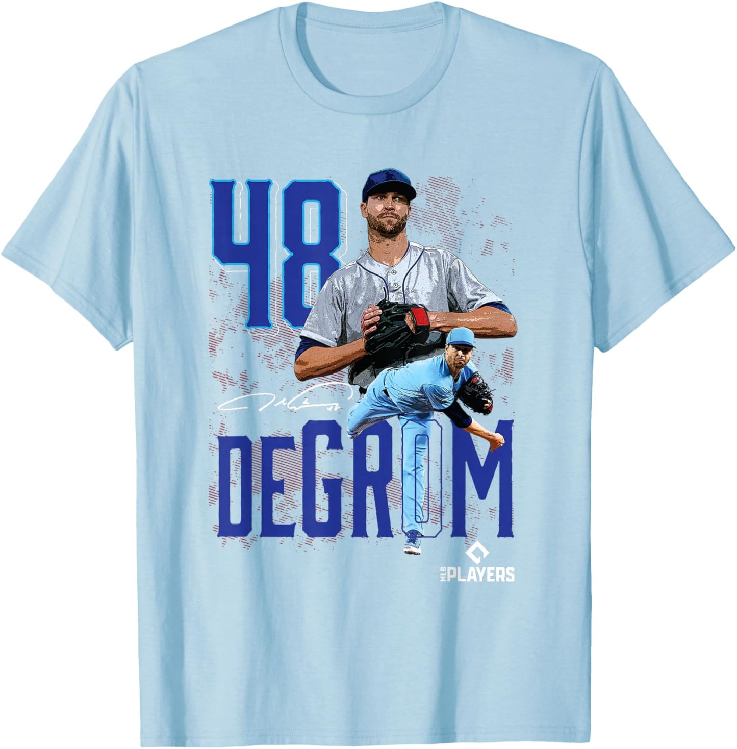 Jacob Degrom | Texas Baseball Players | MLBJDM3003 T-Shirt - T-Shirt | Light Blue