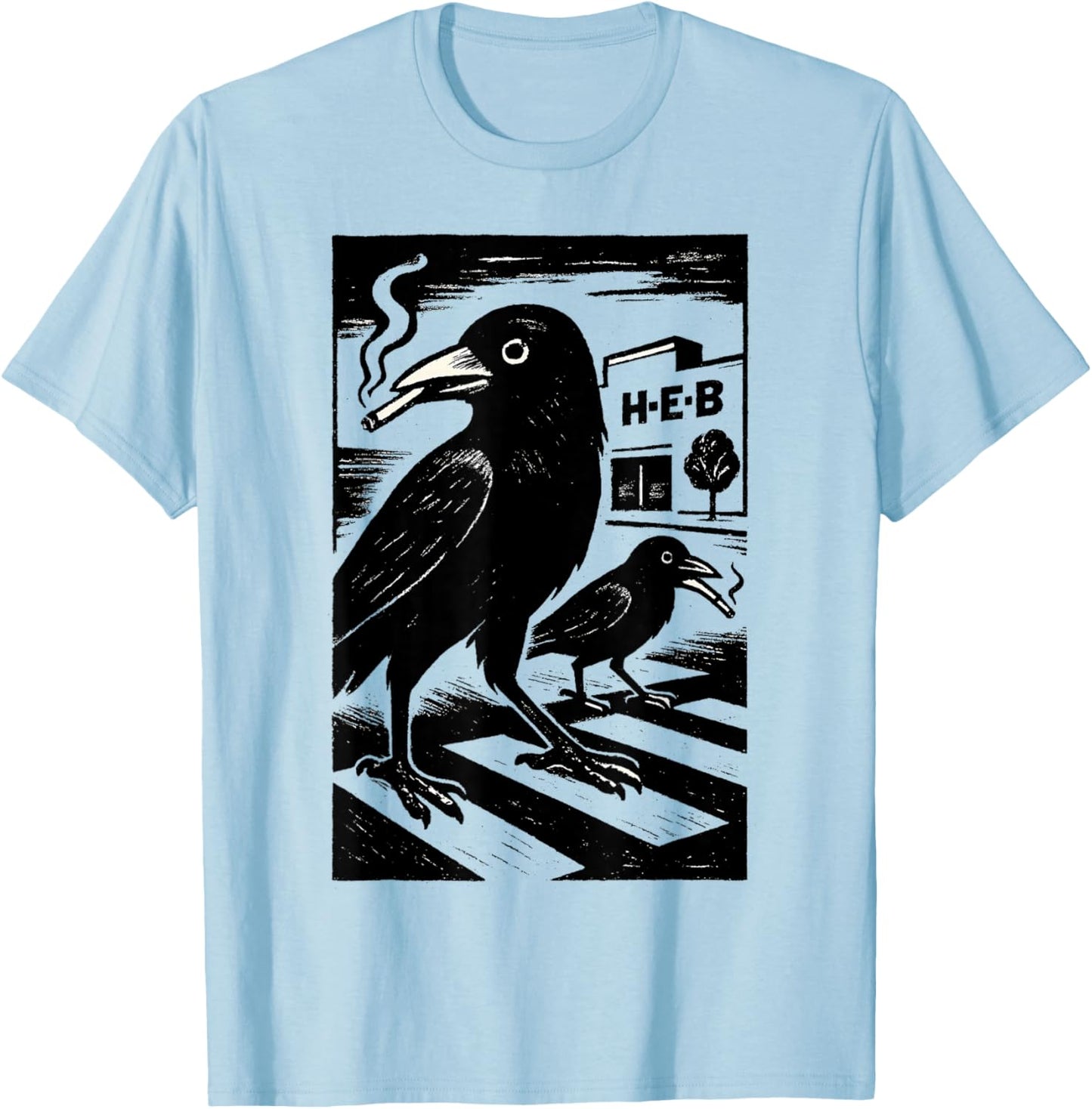 Smoking Grackle Bird T-Shirt - T-Shirt | Light Blue