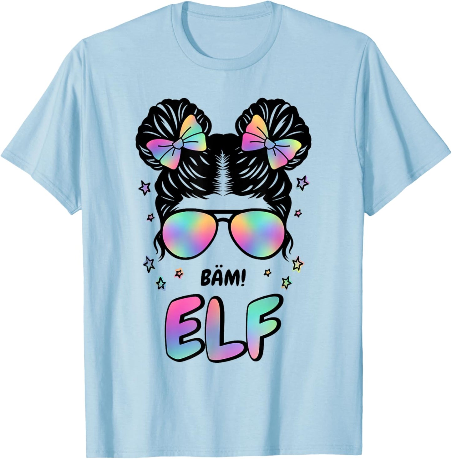 11th Birthday Girl Messy Bun Bäm! 11 T-Shirt - T-Shirt | Light Blue