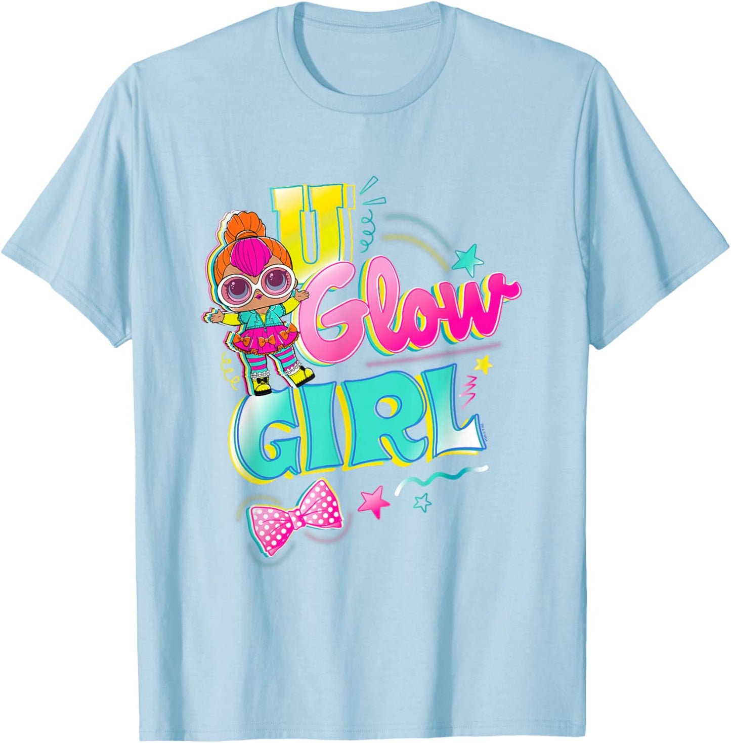 LOL Surprise U Glow Girl Neon Q. T. Retro Logo T-Shirt - T-Shirt | Light Blue