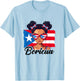 Puerto Rico Hispanic Heritage Messy Bun Puerto Rican Girls T-Shirt - T-Shirt | Light Blue