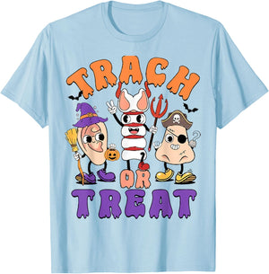 ENT Nurse Halloween Ear Nose & Throat Doctor, Trach Or Treat T-Shirt - T-Shirt | Light Blue