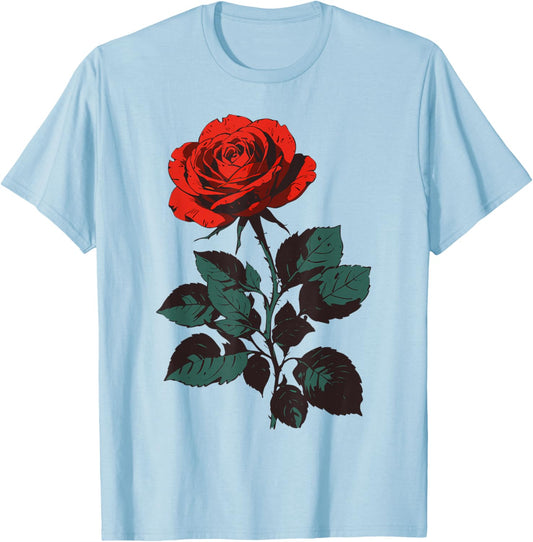 Red Rose Flower Gardening Floral Men Women Kids T-Shirt - T-Shirt | Light Blue