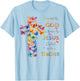 Created By God Called To Teach Butterfly Cross Christian T-Shirt - T-Shirt | Light Blue
