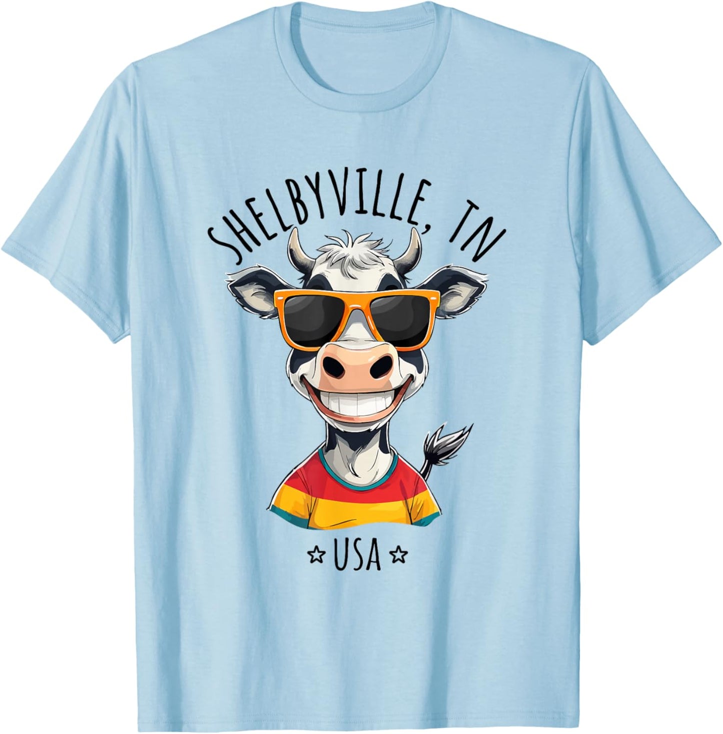 Shelbyville TN USA Funny Cow Cartoon Design T-Shirt - T-Shirt | Light Blue