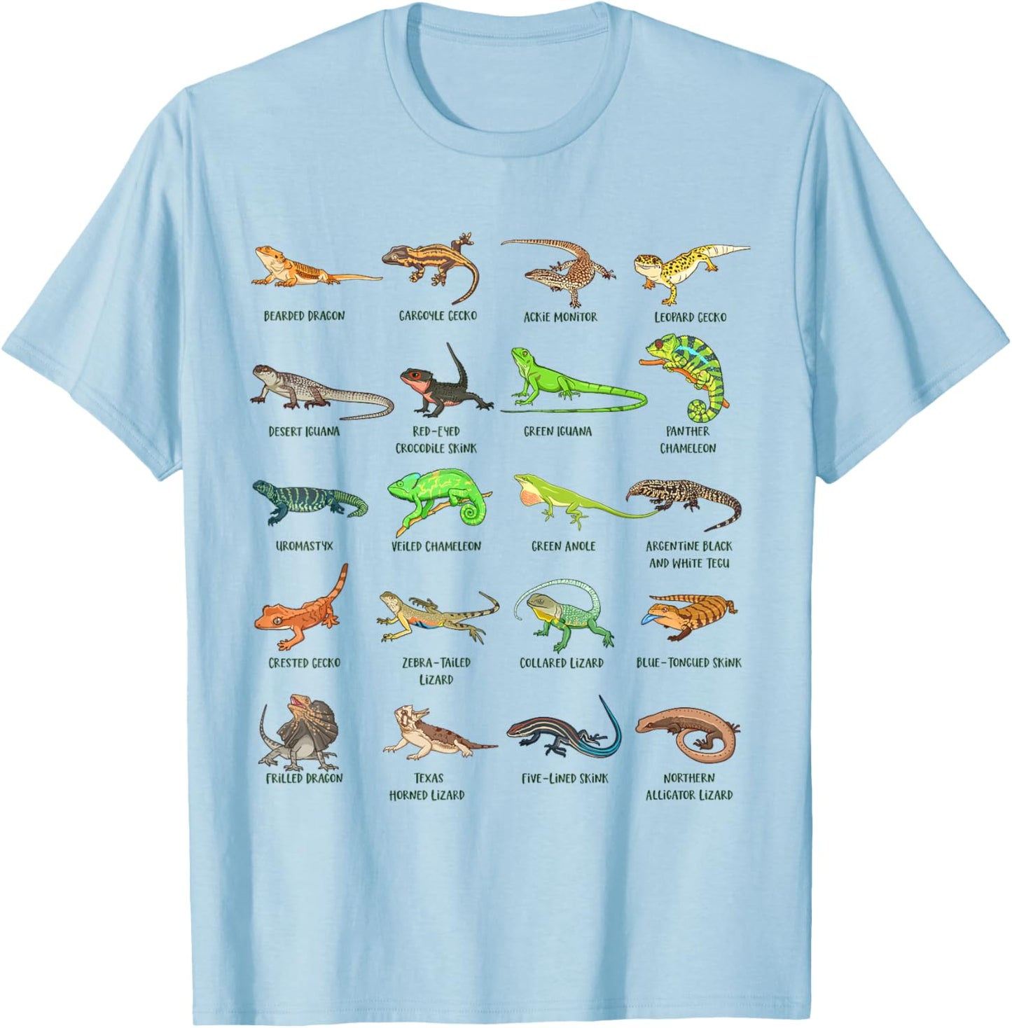 Types of lizards - Reptile Lovers T-Shirt - T-Shirt | Light Blue