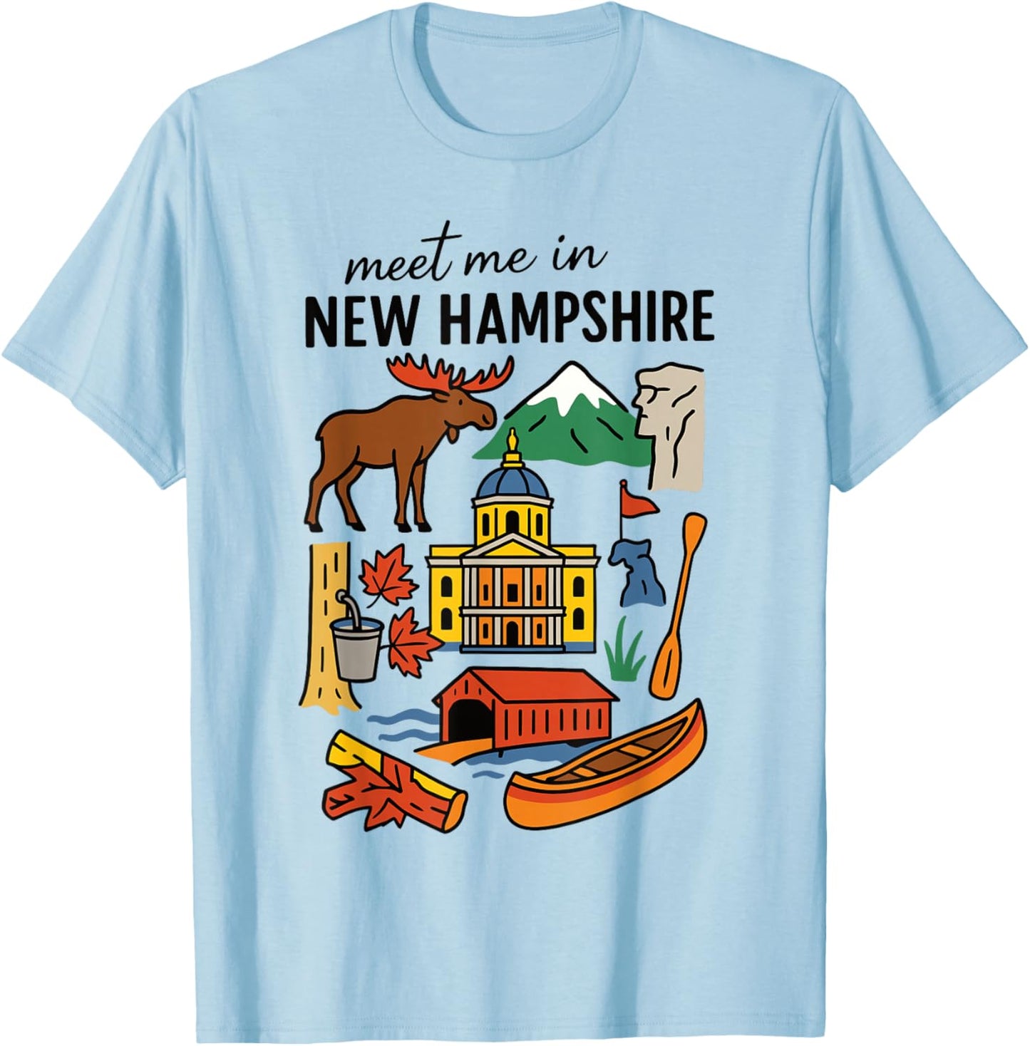 Meet me in New Hampshire - Cute US State Travel Retro Design T-Shirt - T-Shirt | Light Blue