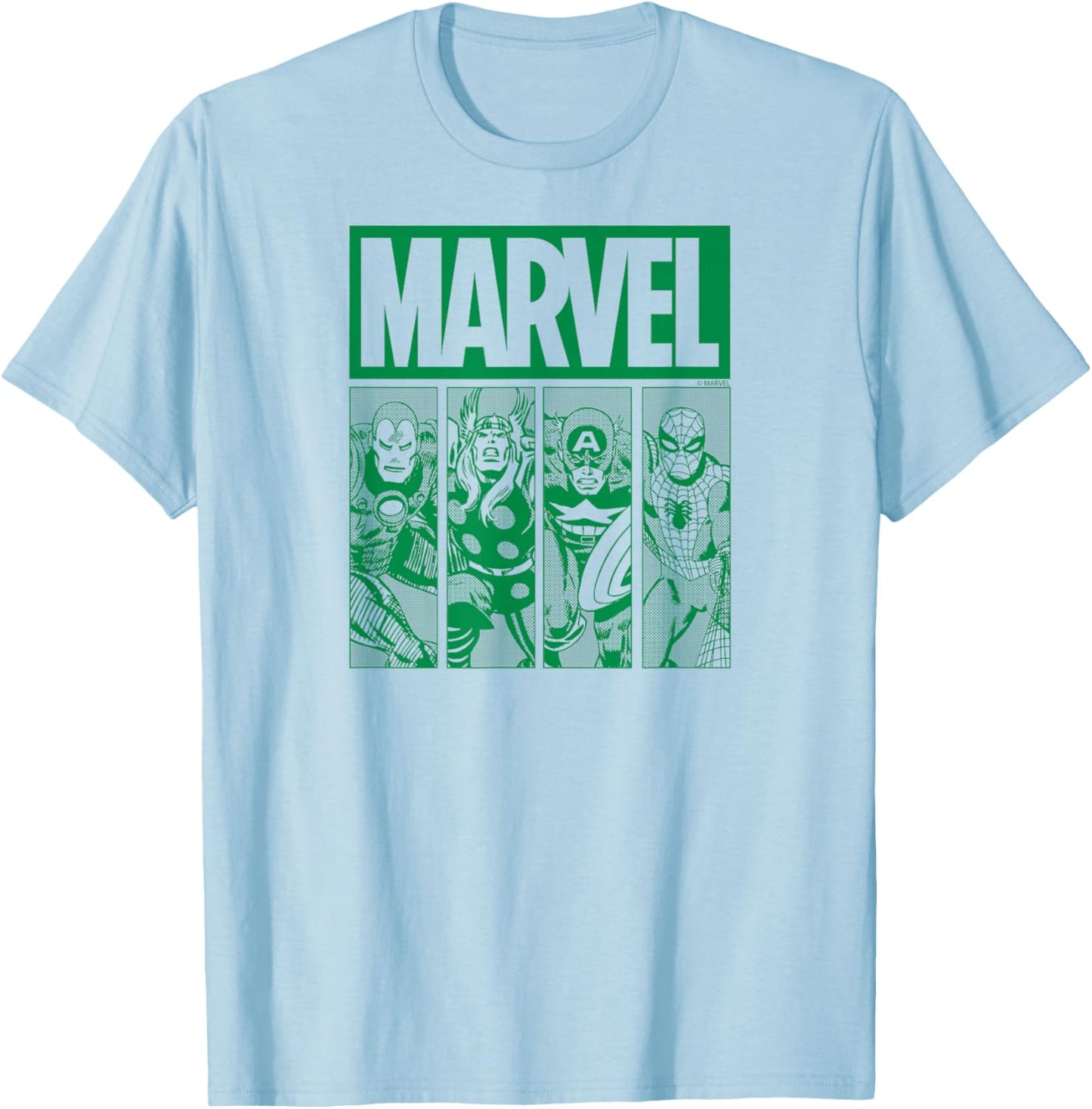 Marvel - Green Grid St. Patrick's Day T-Shirt - T-Shirt | Light Blue