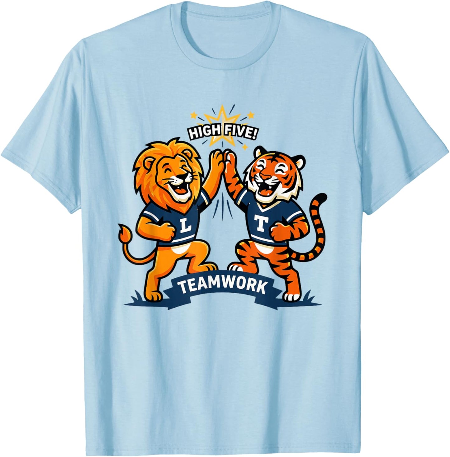 Niedliche Dschungeltiere Tiger Löwe Freundschaft Kinder Eltern T-Shirt - T-Shirt | Light Blue