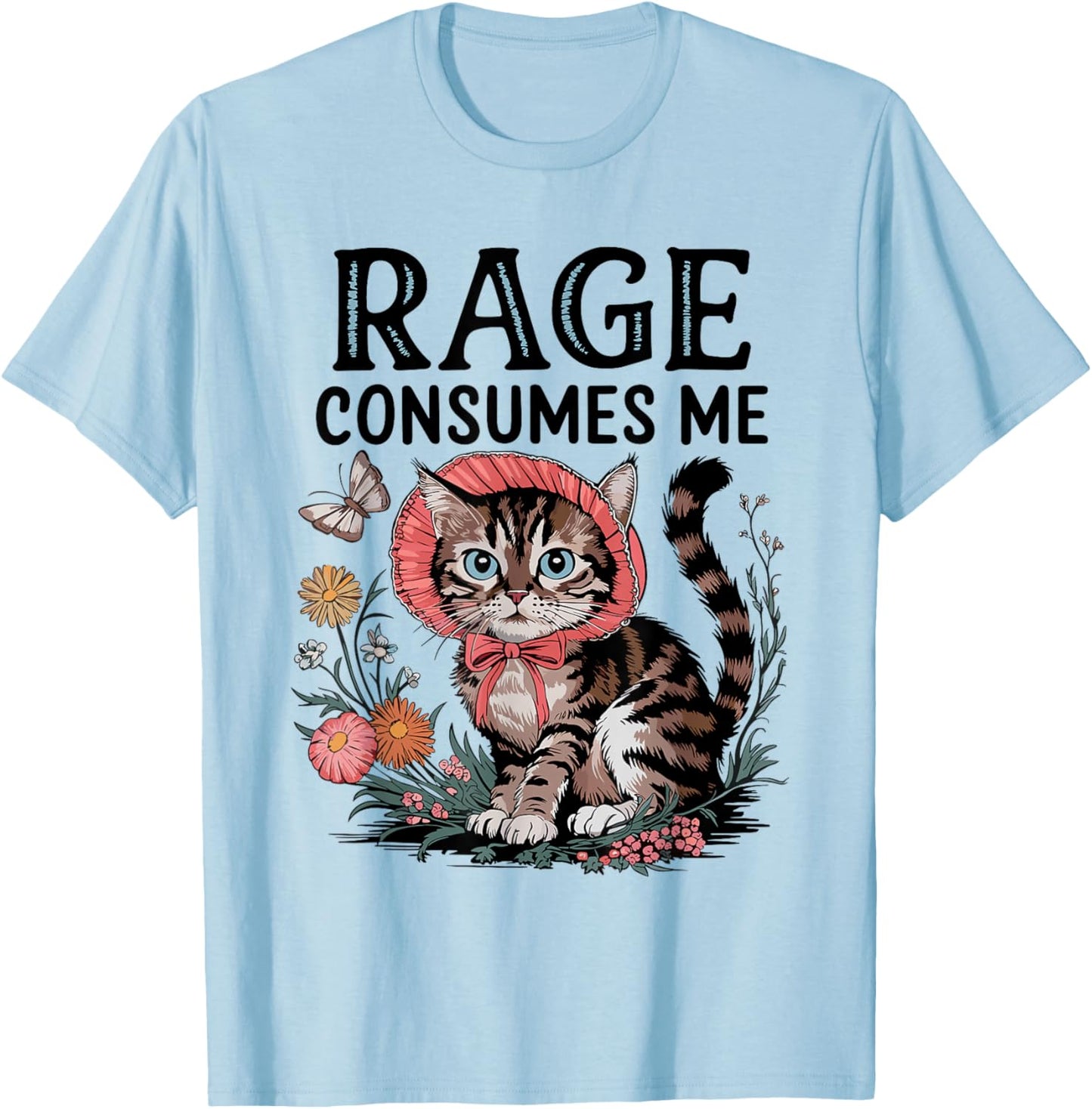 Rage Consumes Me Funny Cat Meme T-Shirt - T-Shirt | Light Blue