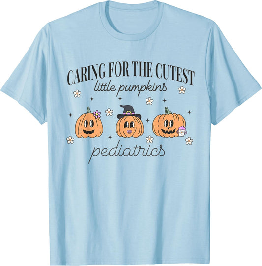 Caring For The Cutest Little Pumpkins Pediatrics Halloween T-Shirt - T-Shirt | Light Blue