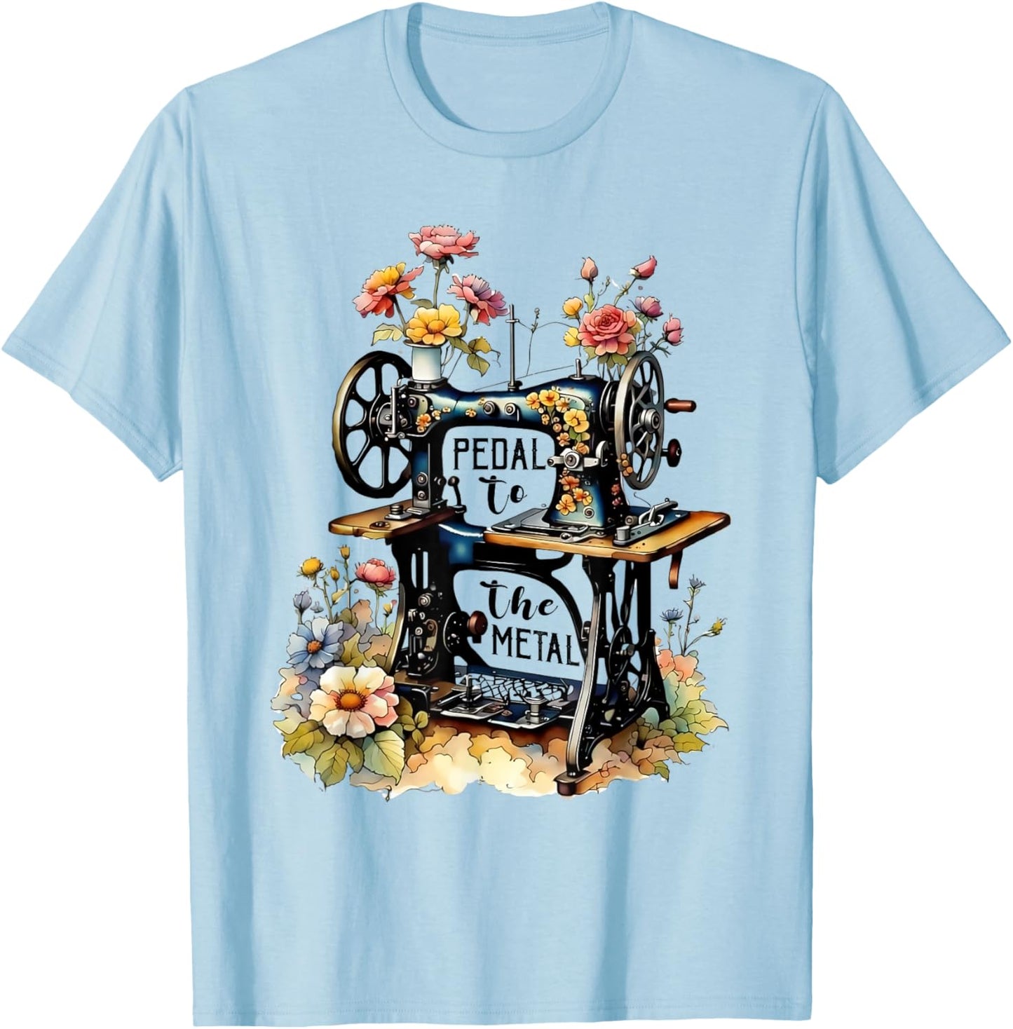 Funny Quilting Sewing Pedal To The Metal Sewing Machine T-Shirt - T-Shirt | Light Blue