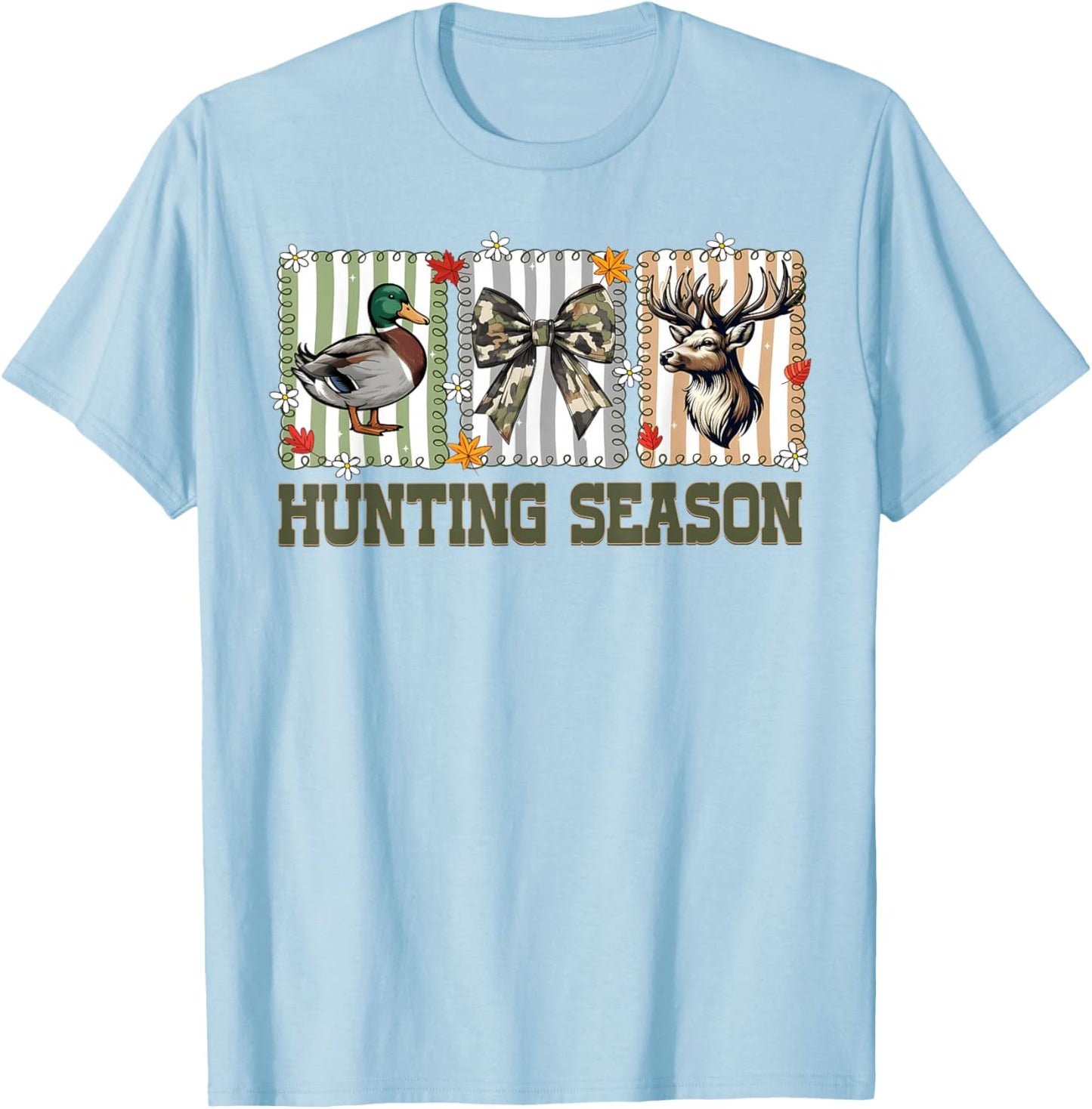 Camo Coquette Bow Deer Duck Hunt Hunting Girls Kids Women T-Shirt - T-Shirt | Light Blue