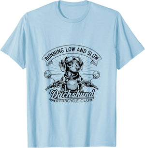 Running Low and Slow Dachshund Motorcycle Club T-Shirt - T-Shirt | Light Blue