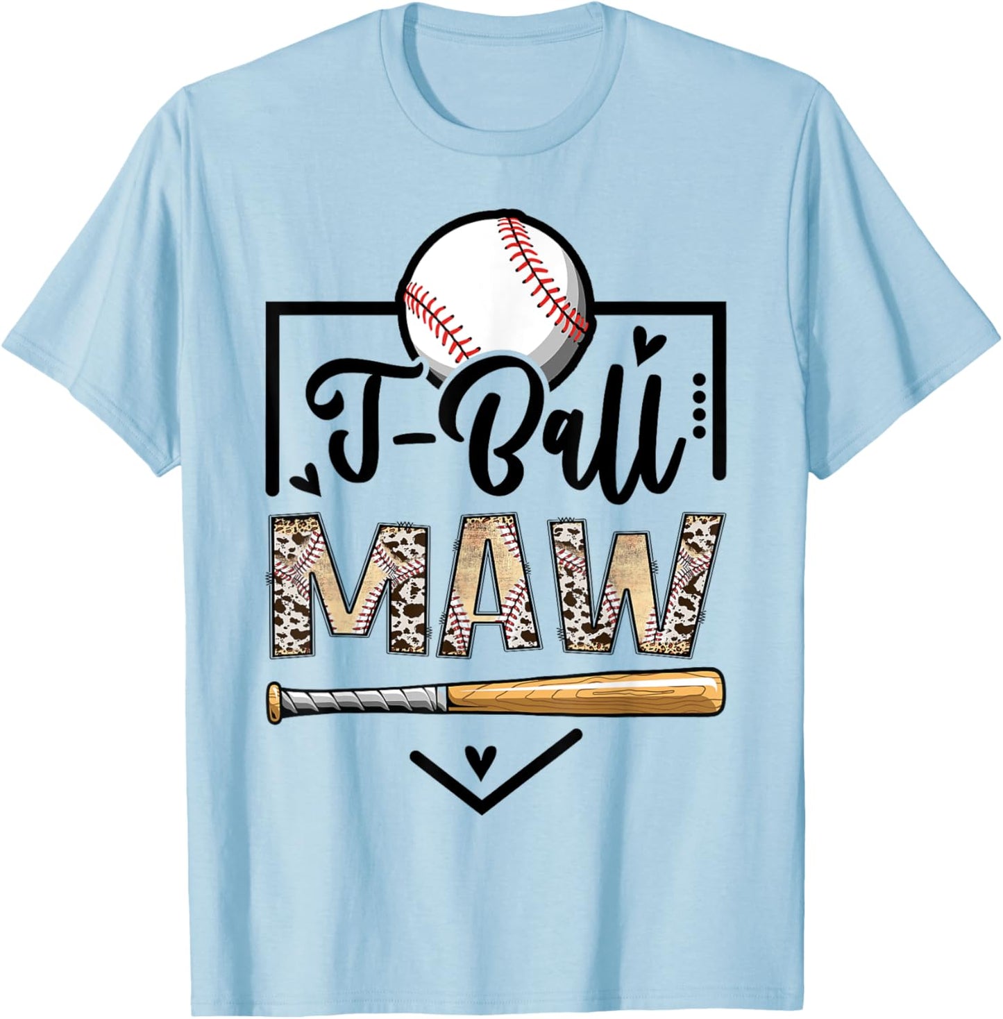 T-Ball Maw Leopard Funny Ball Game Day T-Shirt - T-Shirt | Light Blue